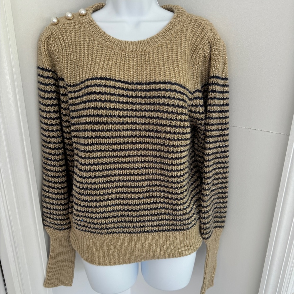 Lilly Pulitzer NWT Finley Sweater Size M in “Sand Bar Sparkle Stripe”